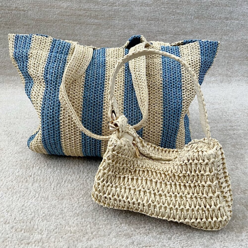 H&M Straw Tote Beach Bag Summer Bundle Lot